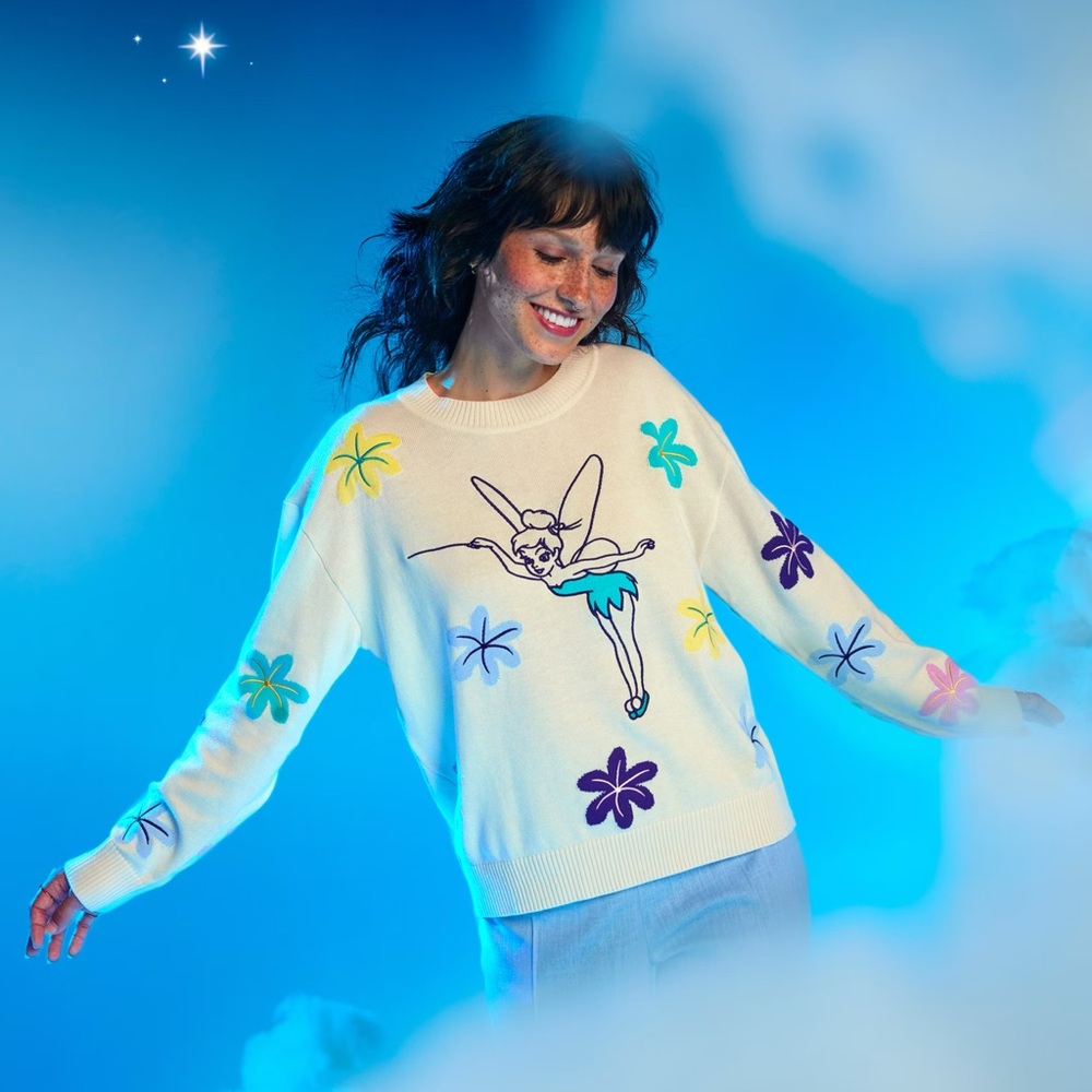 Tinkerbell Sweater
Womens XL Disney
Peter Pan 70th
Embroidered Flowers
Crew 1X